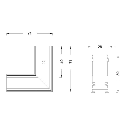 Lux Select Magnetisch Opbouw/Pendel Hoekprofiel 90° – Zwart