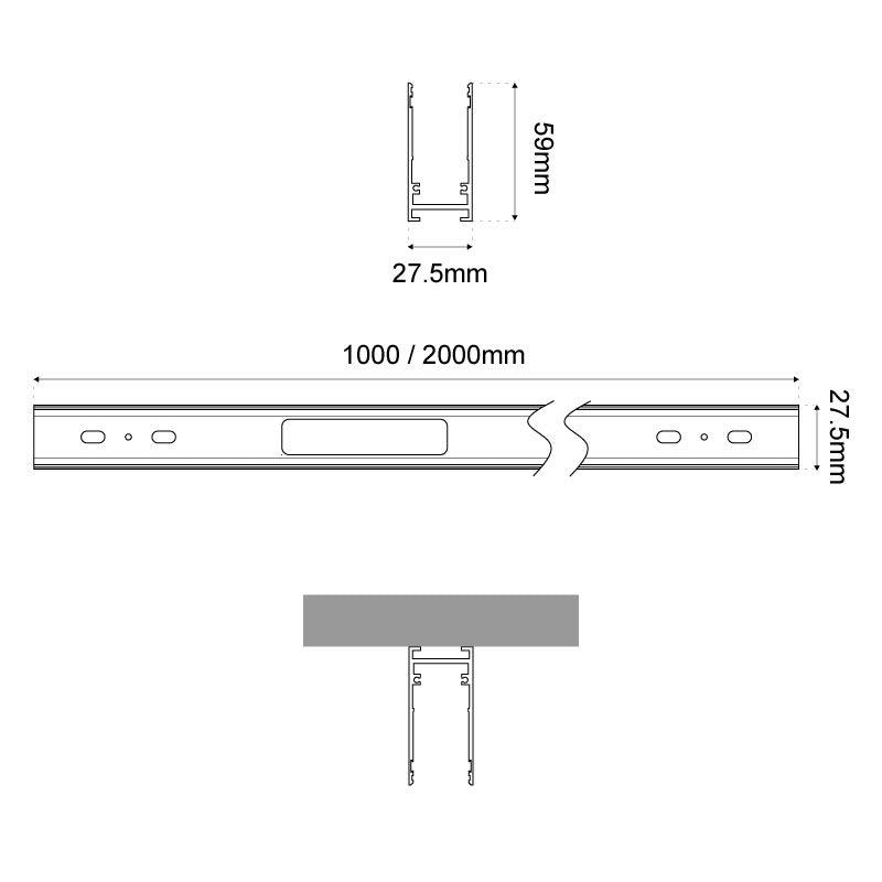 Lux Select Magnetisch Opbouw Railprofiel SLIM– Zwart